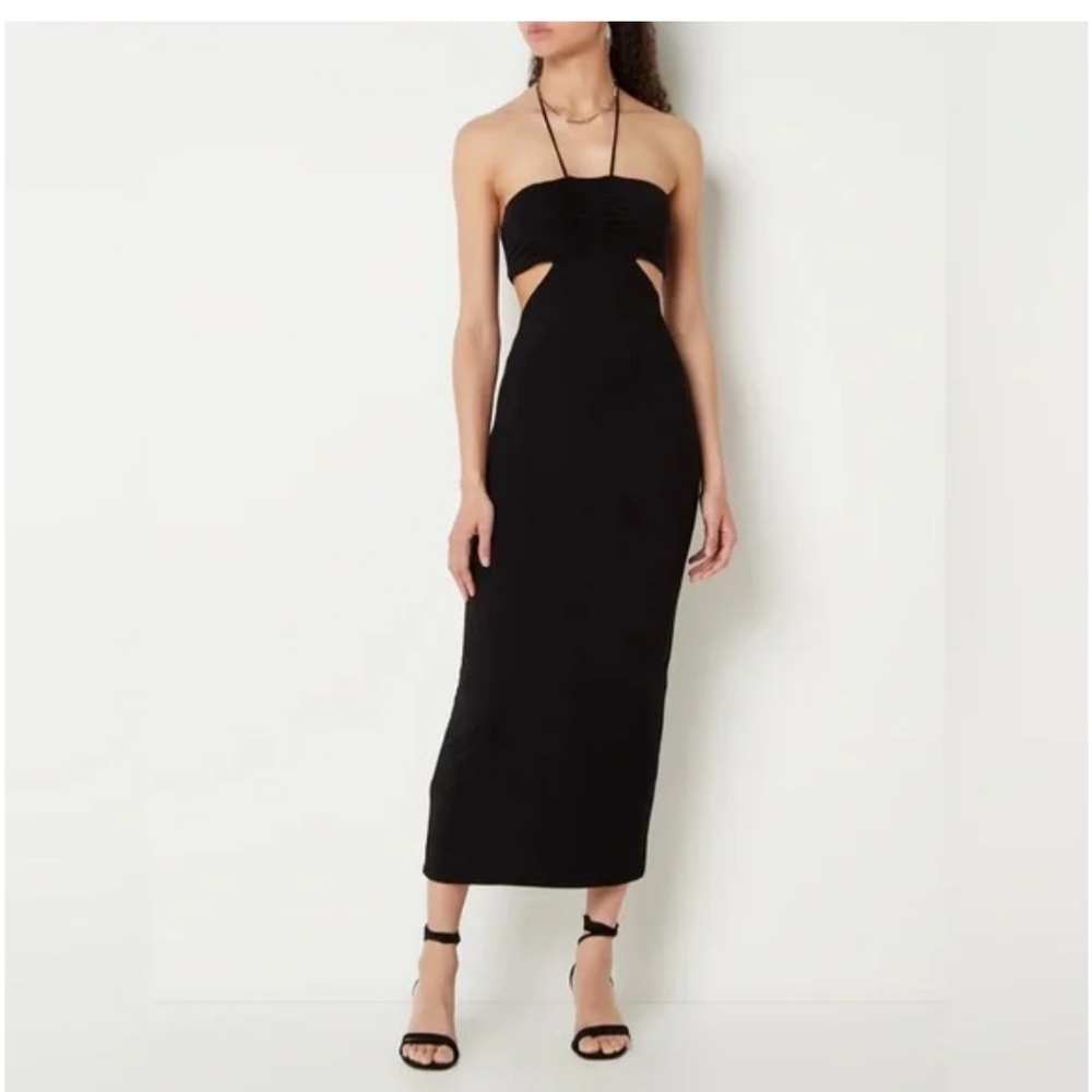 ba&sh black cutout jersey dress